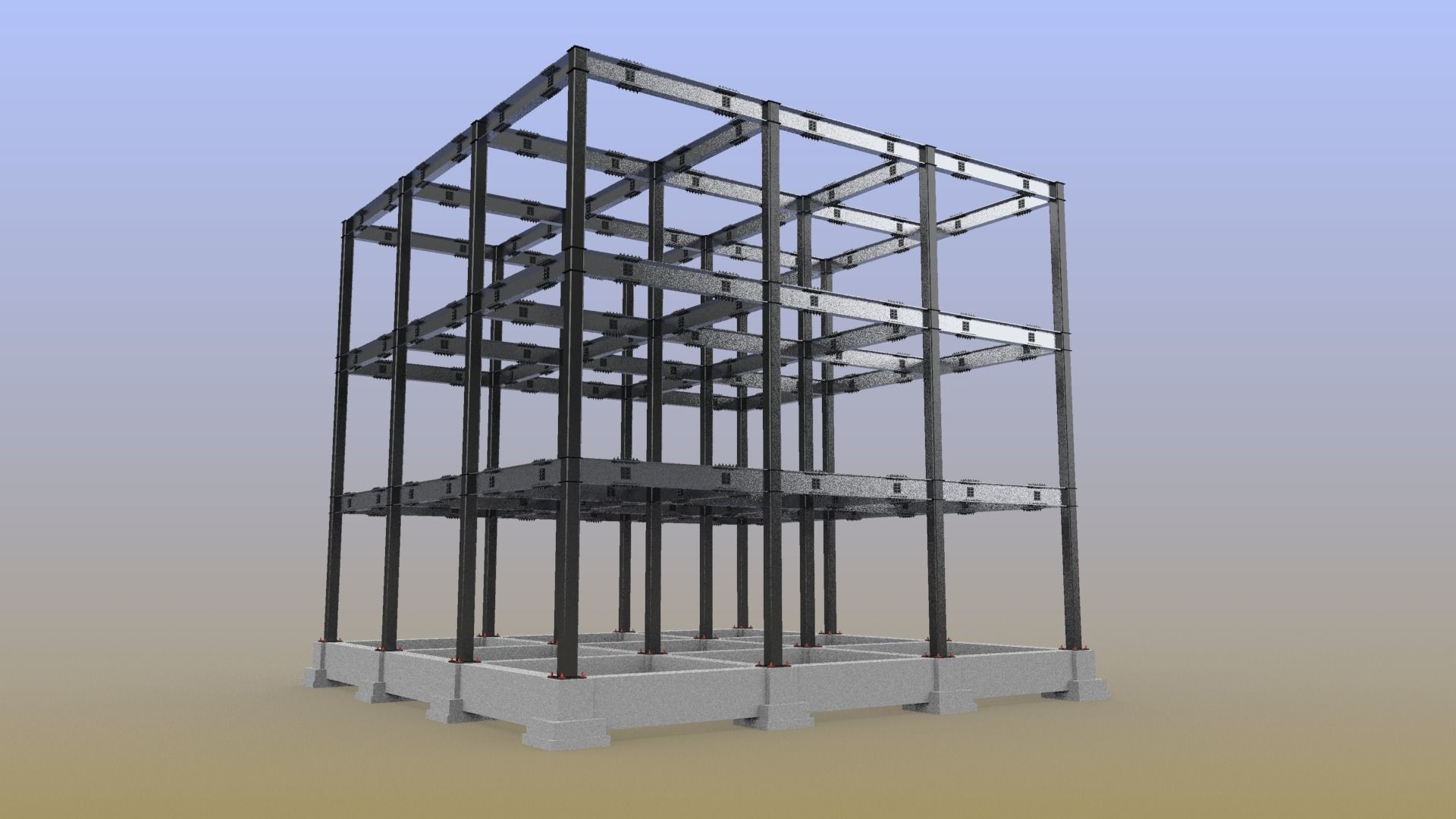 Steel Building 3D model_1