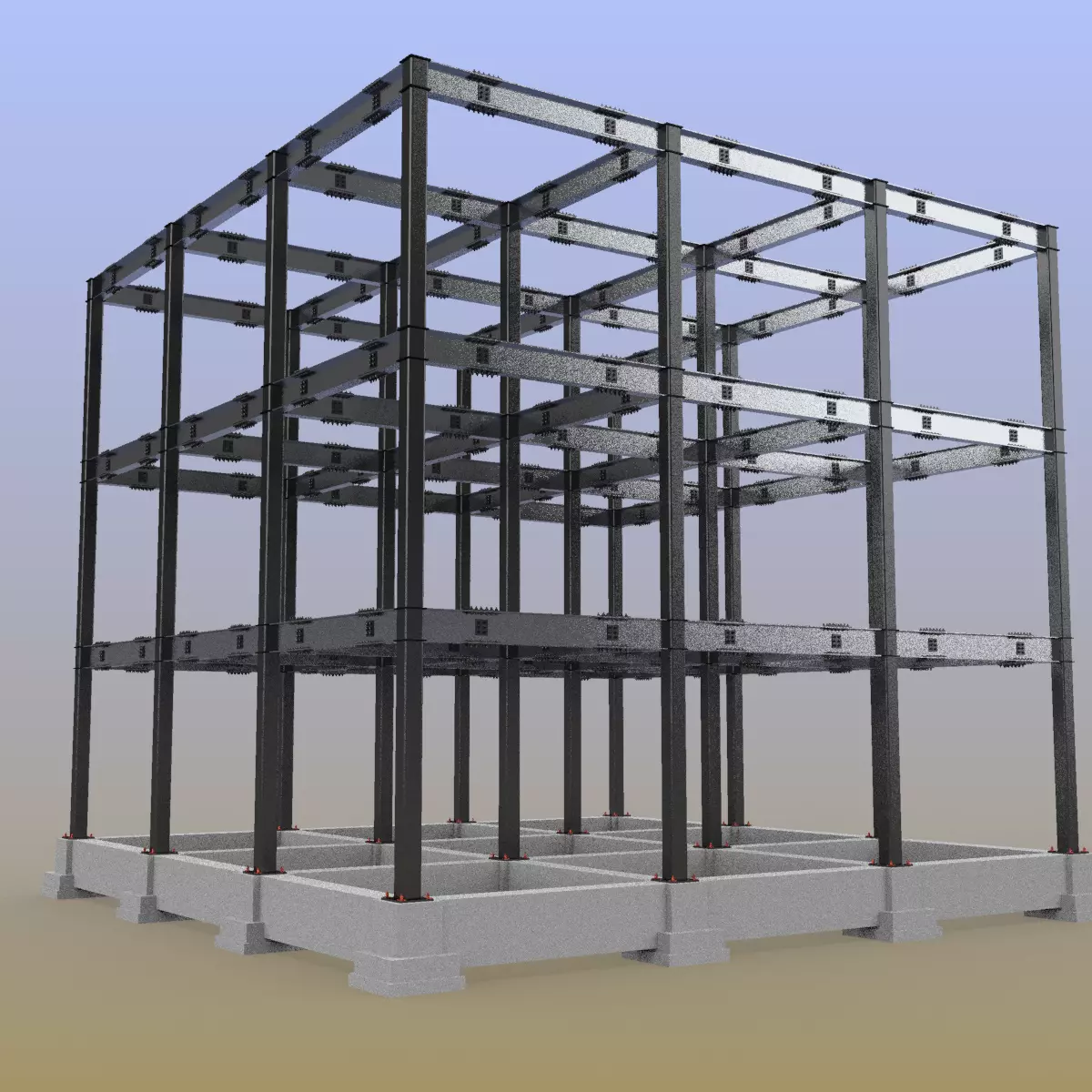Steel Building 3D model_0