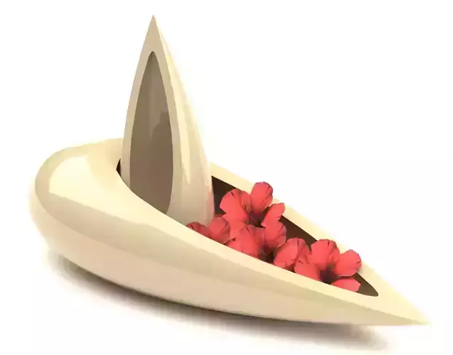 Decorative vase with hibiscus flowers 3D model