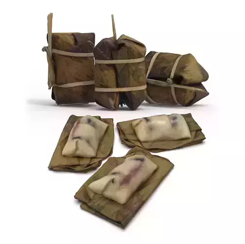 Khao Tom Mat Coconut Sticky Rice with Banana Filling Thai Unwrap 3D Model Collection