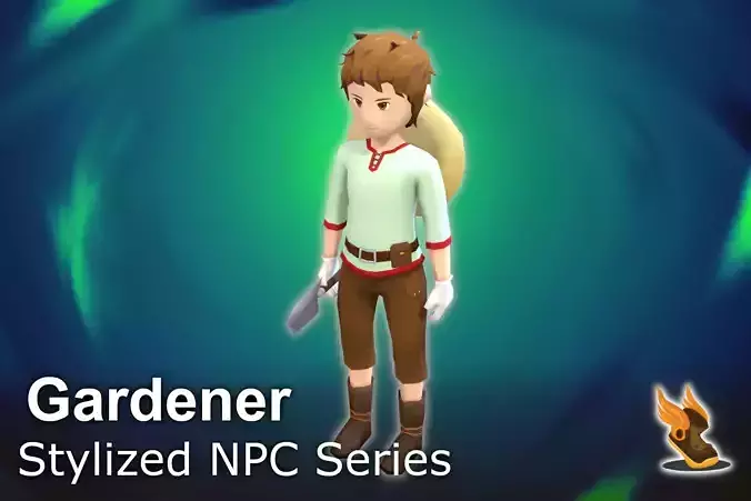 Stylized NPC - Gardener Low-poly 3D model