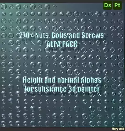 270 Nuts Bolts and Screws ALPHA PACK Low-poly 3D model