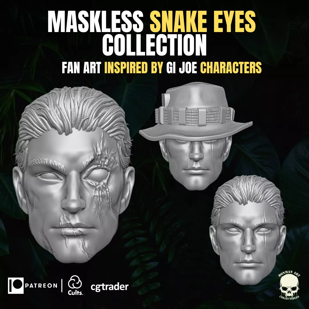Maskless Snake Eyes Collection For Action Figures 3D print model_0