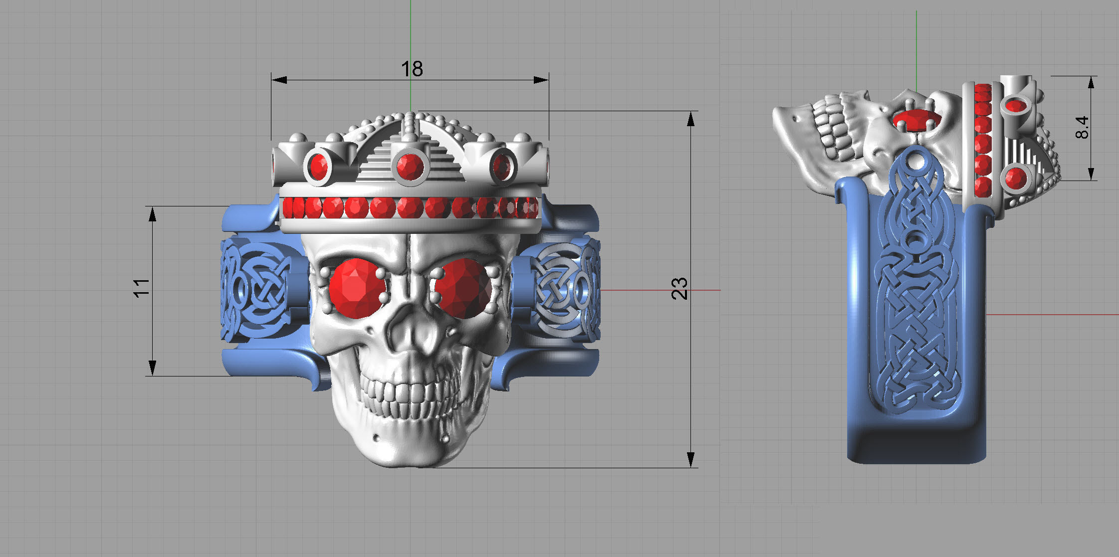 Skull fashion ring 0204 3D print model_24