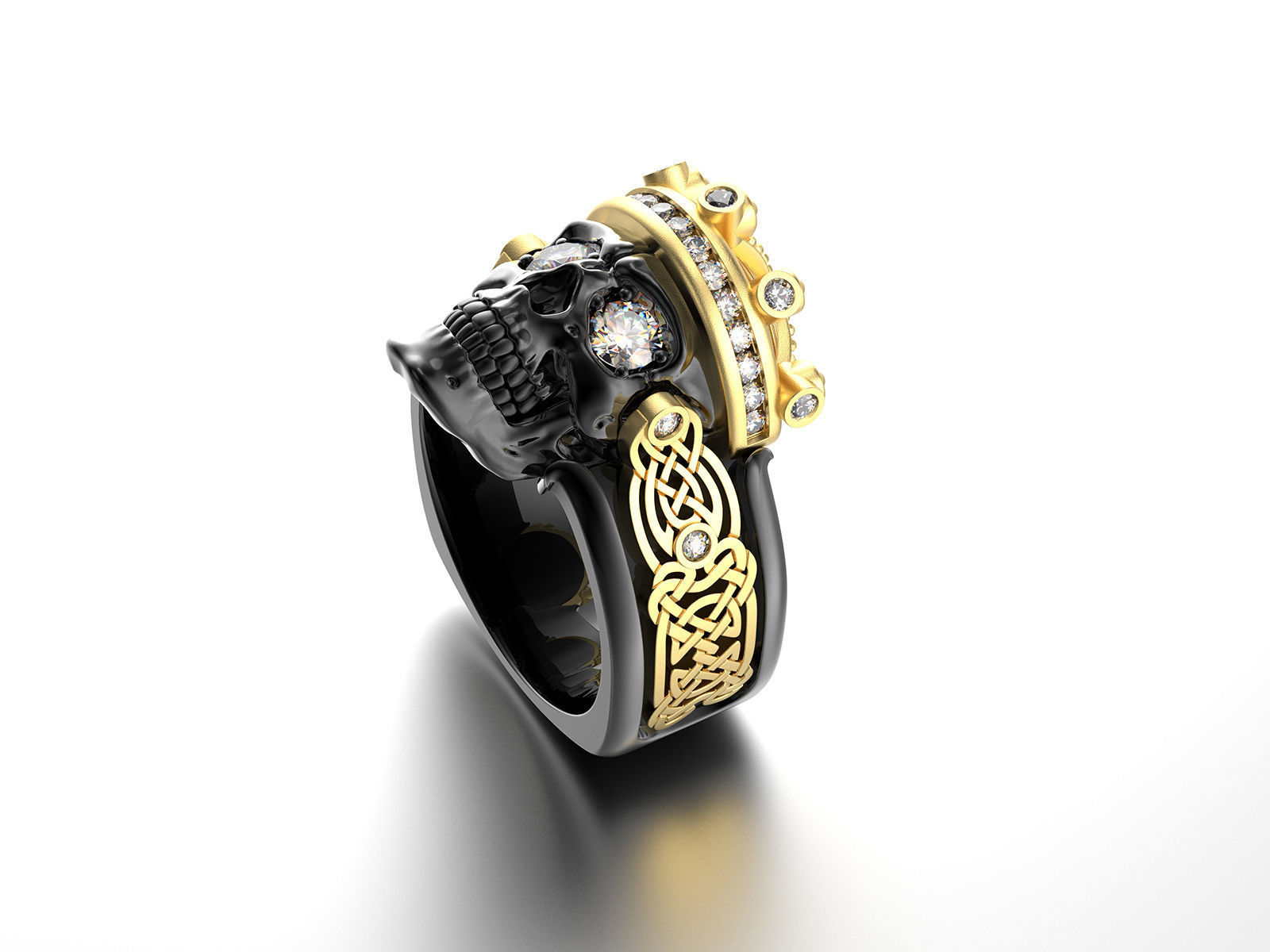 Skull fashion ring 0204 3D print model_4