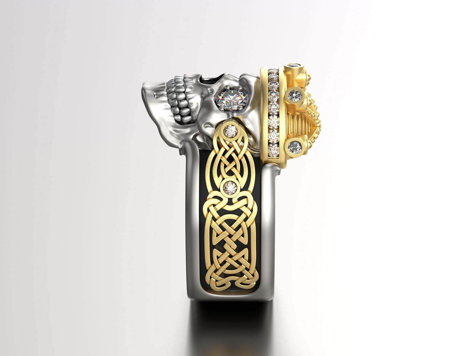 Skull fashion ring 0204 3D print model_11