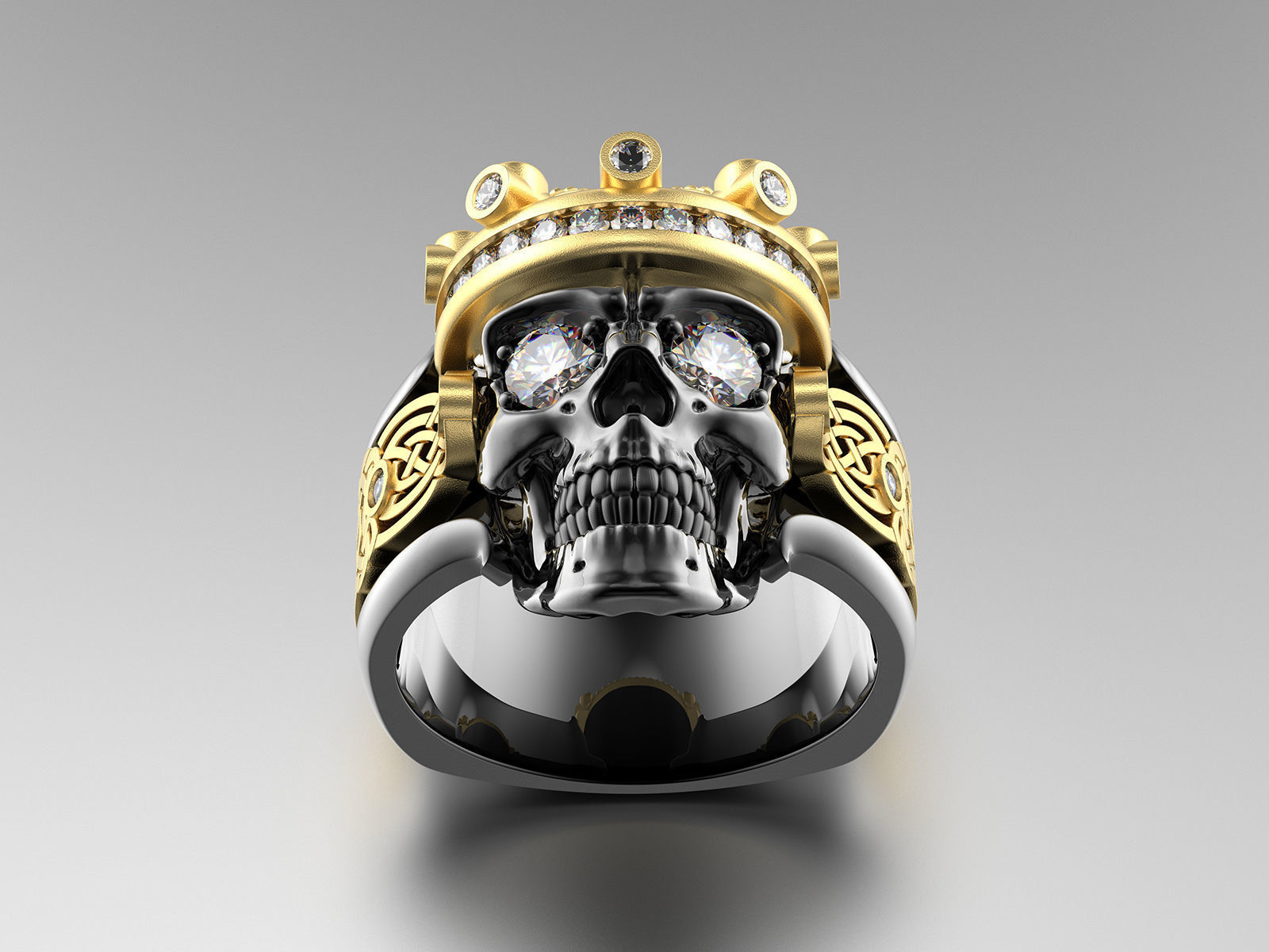 Skull fashion ring 0204 3D print model_2
