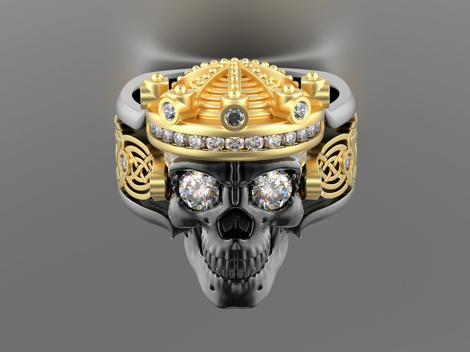 Skull fashion ring 0204 3D print model_3
