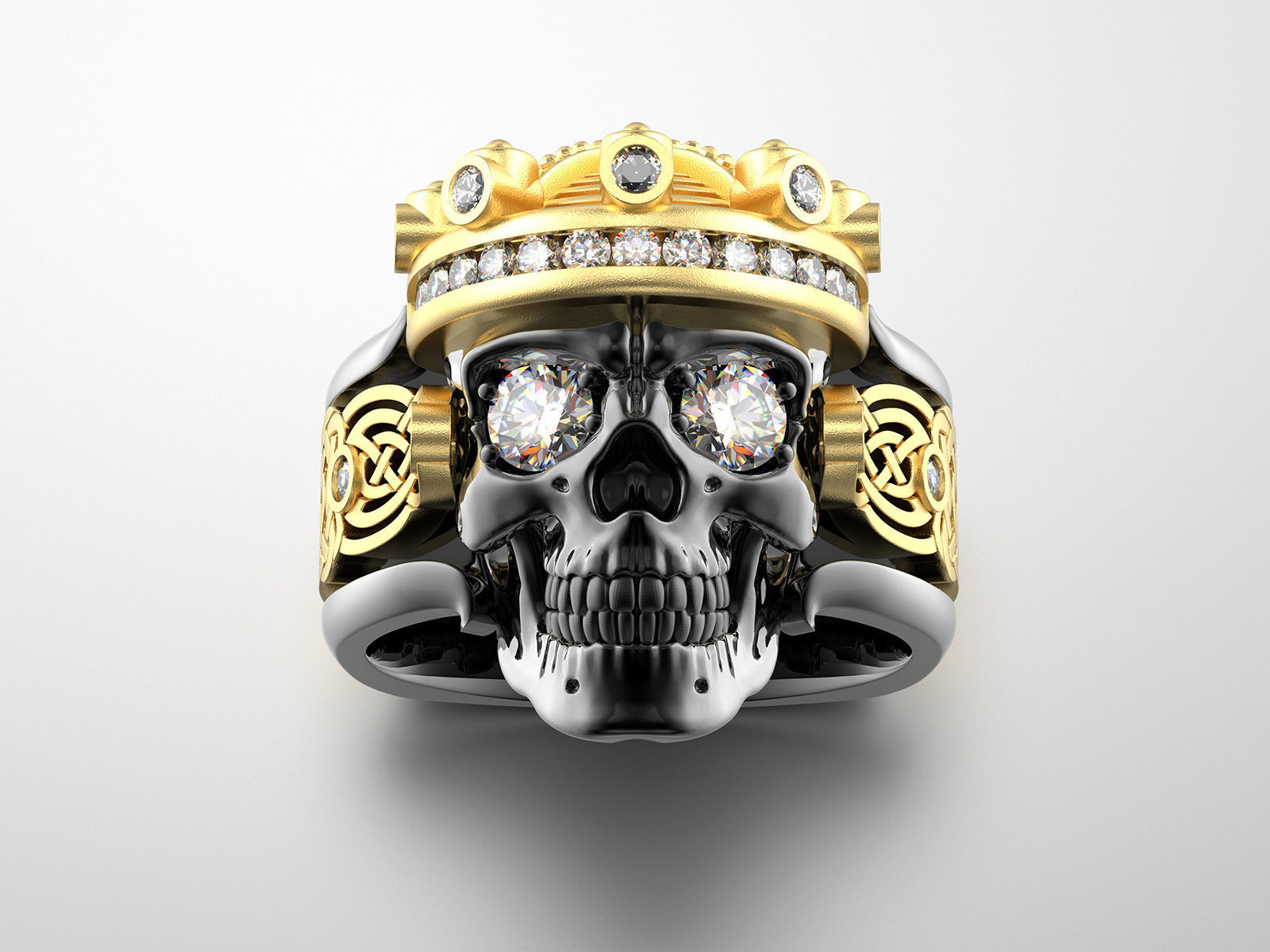 Skull fashion ring 0204 3D print model_9