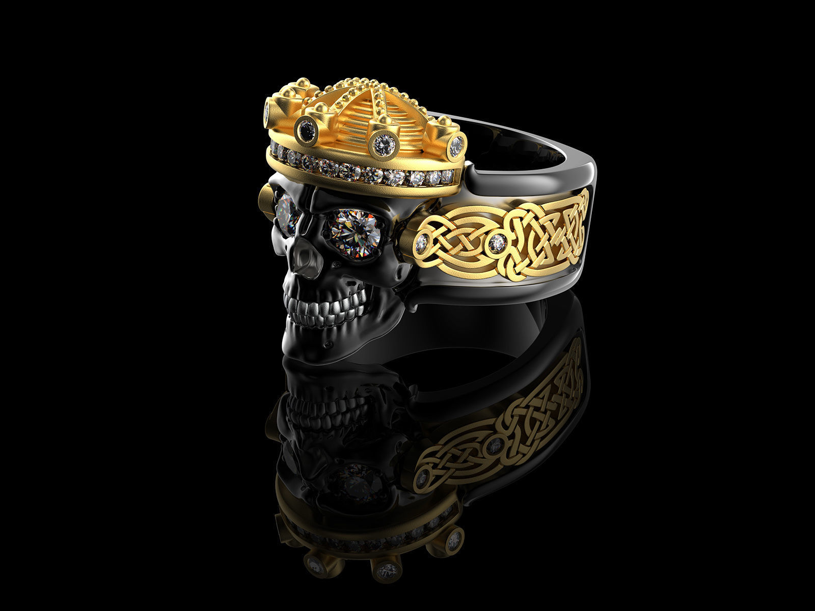 Skull fashion ring 0204 3D print model_17