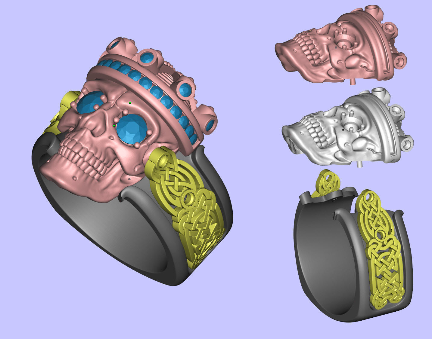 Skull fashion ring 0204 3D print model_23