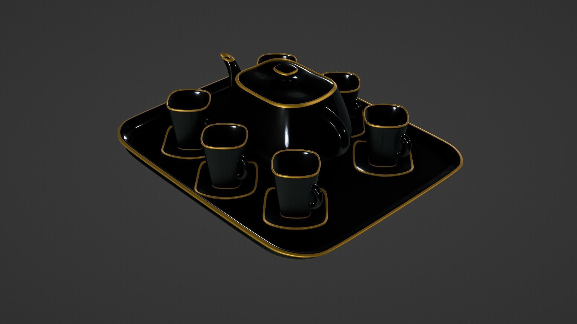 Black Porcelain Tea Set 3D model_17