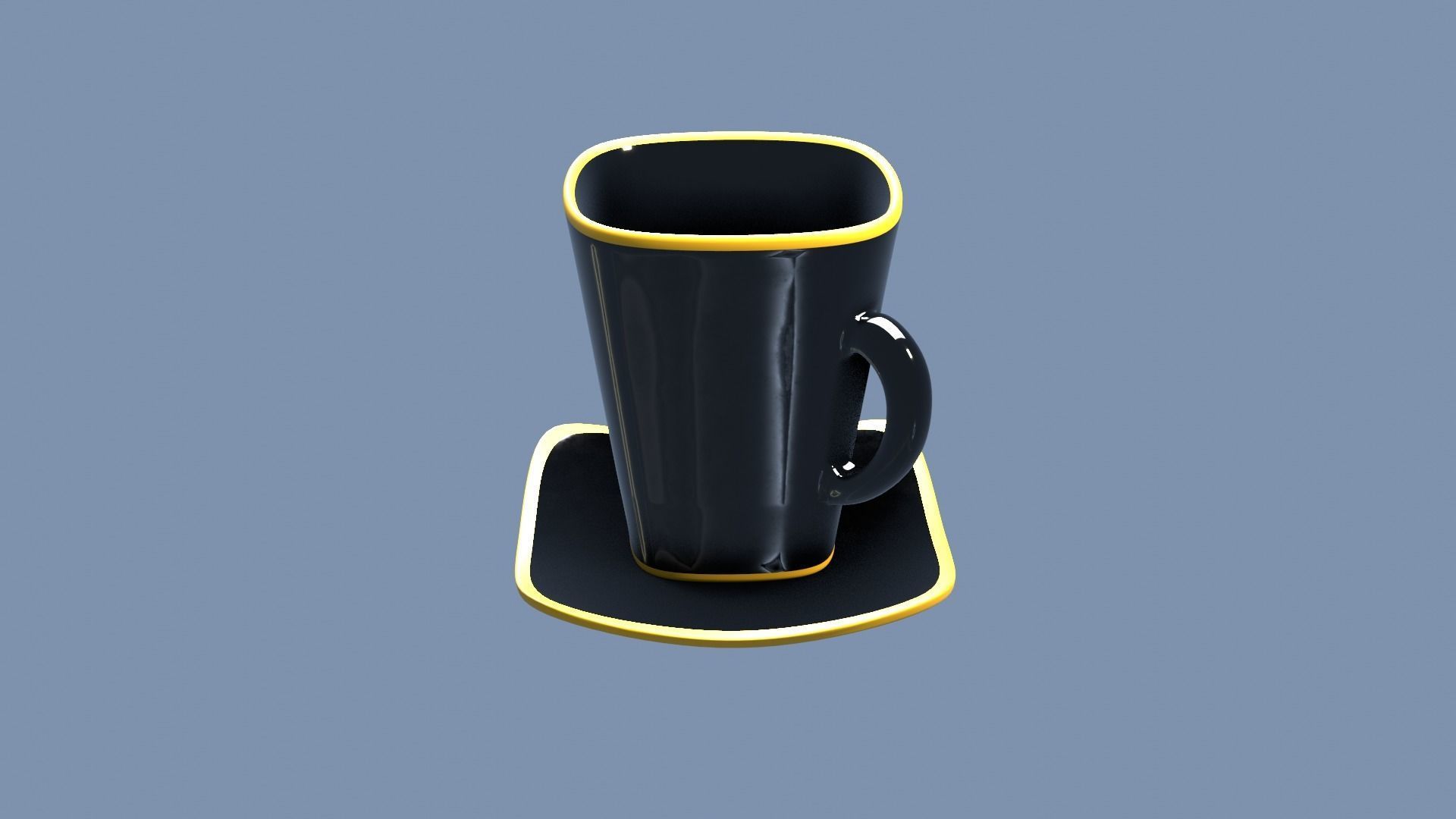 Black Porcelain Tea Set 3D model_24