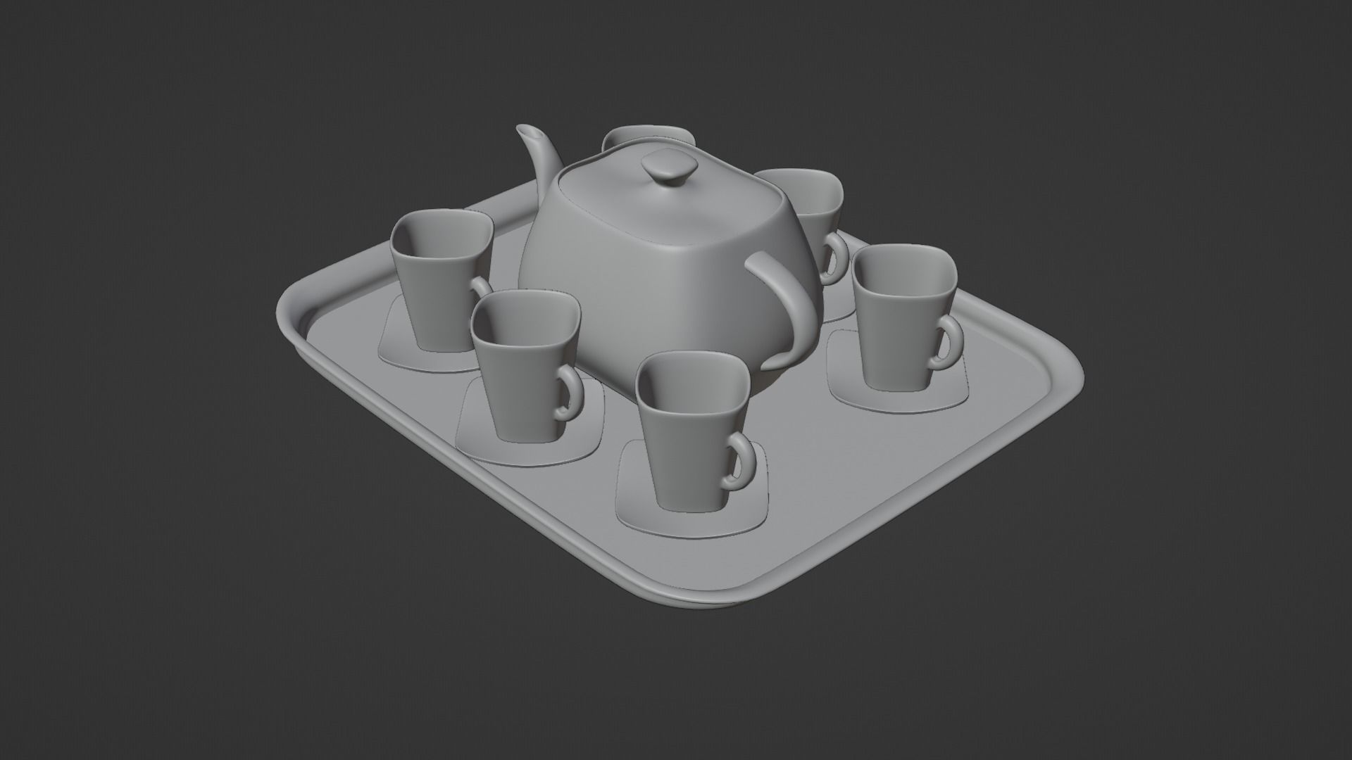 Black Porcelain Tea Set 3D model_16