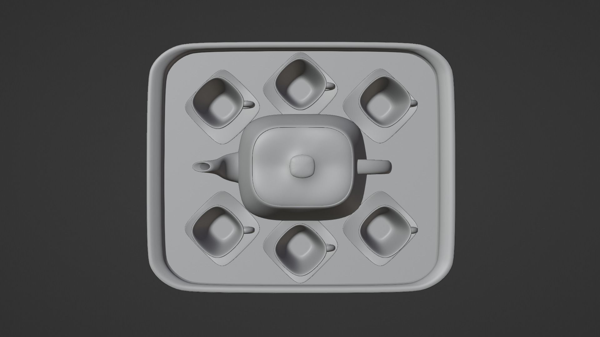 Black Porcelain Tea Set 3D model_13