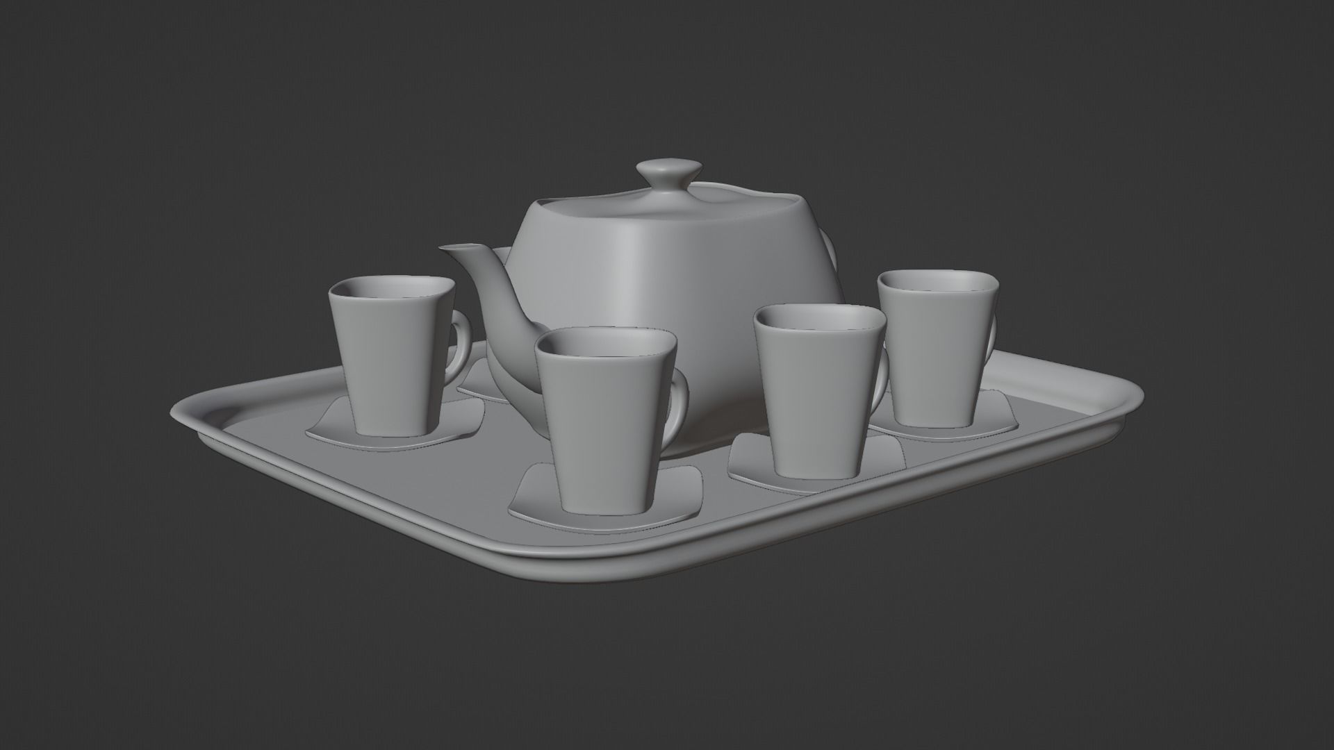 Black Porcelain Tea Set 3D model_10