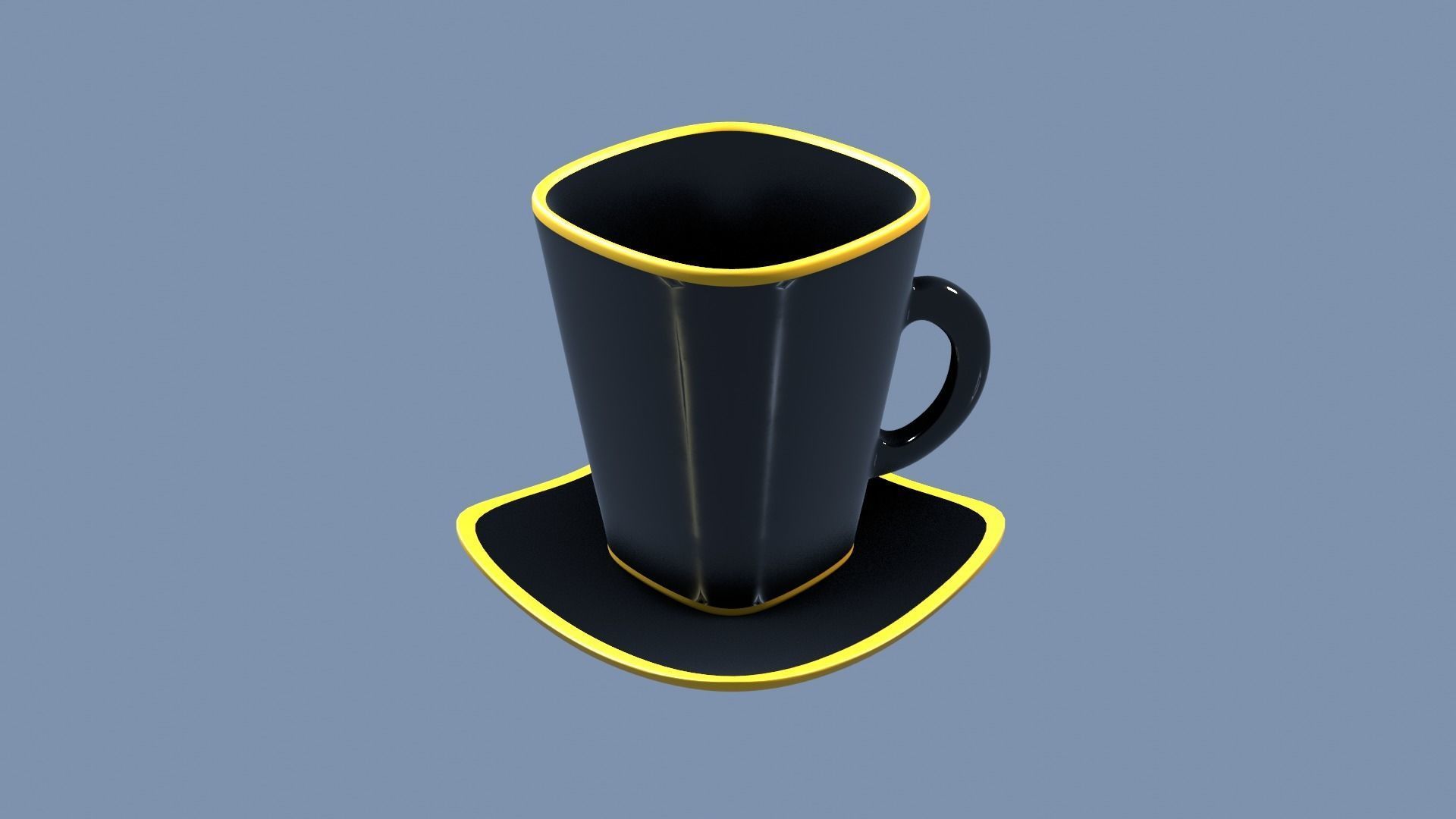 Black Porcelain Tea Set 3D model_23