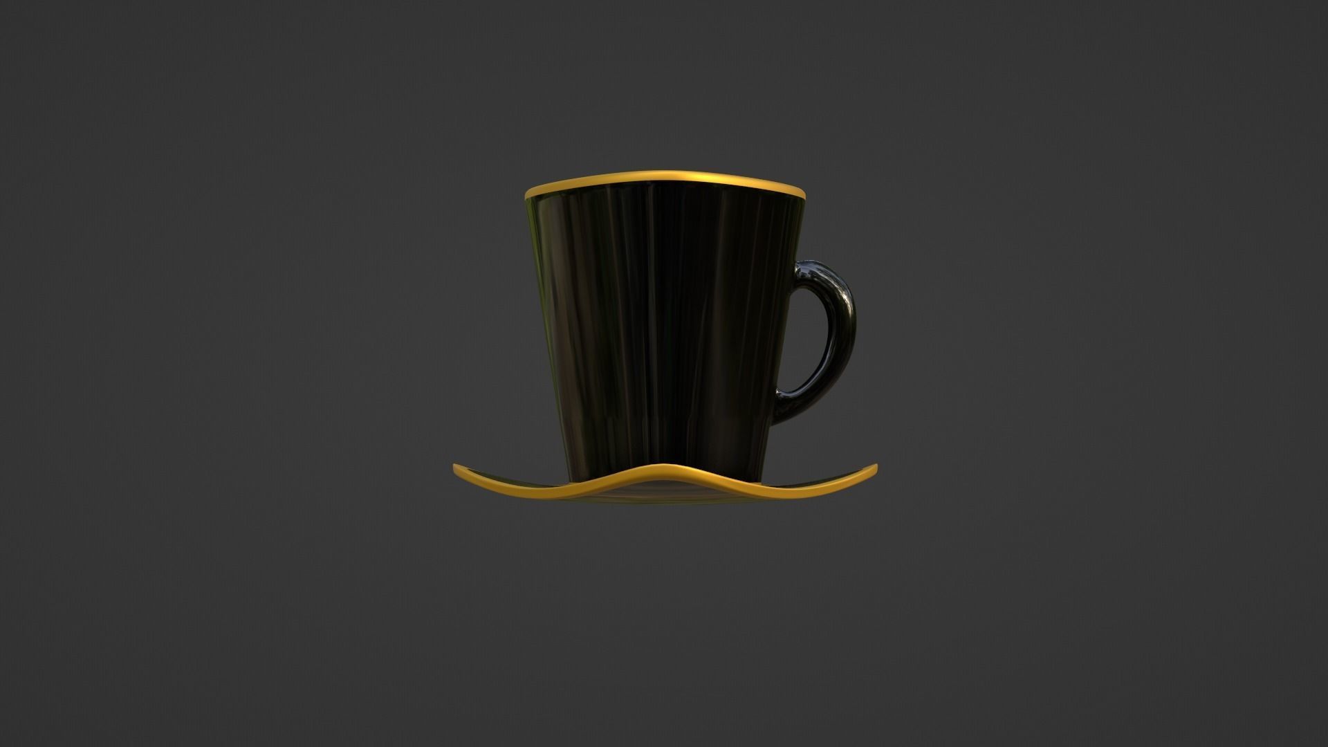 Black Porcelain Tea Set 3D model_21