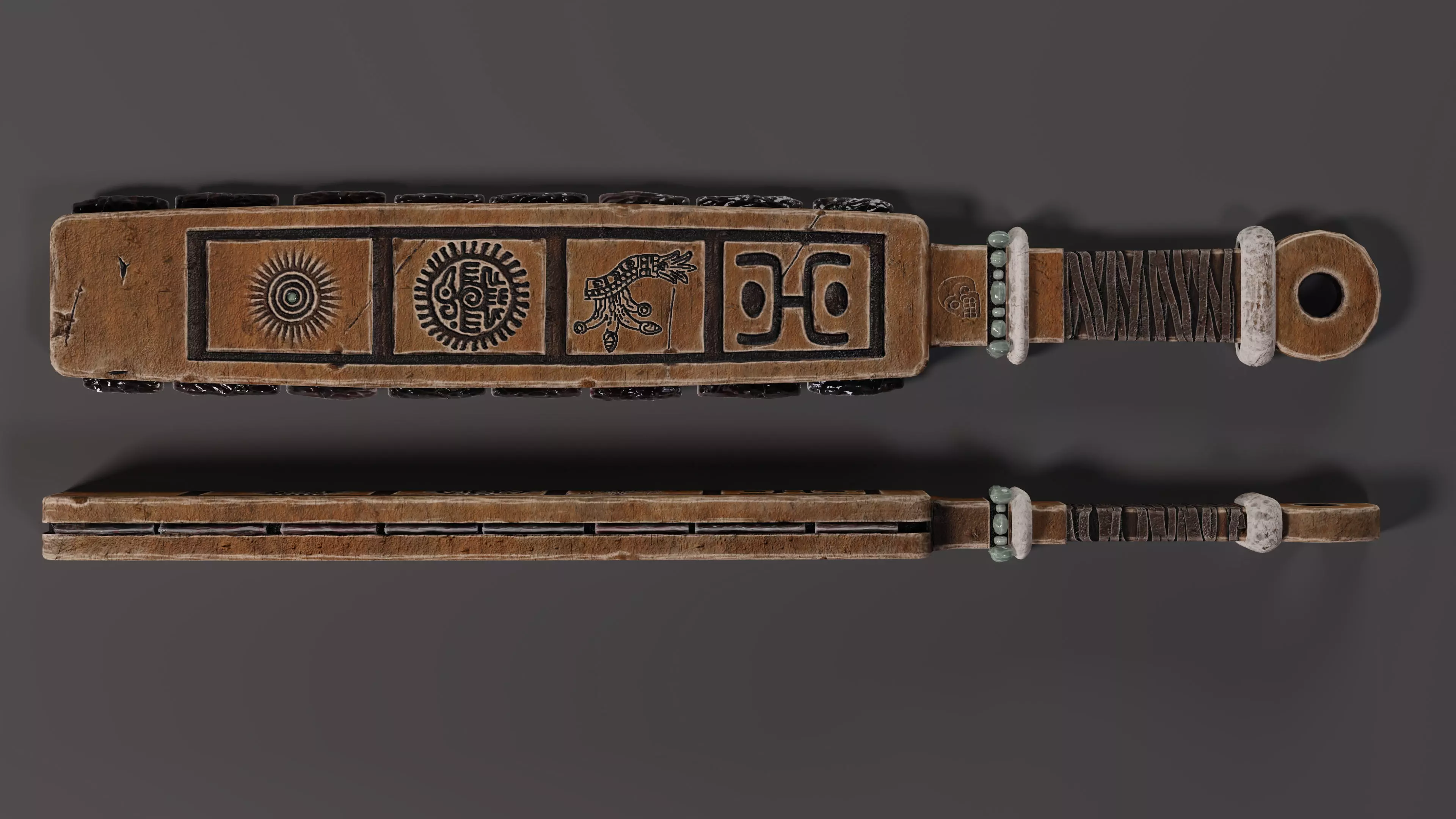 Macuahuitl Low Poly 3D Model Low-poly 3D model_0