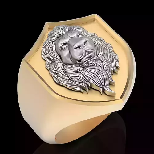 Lion ring silver gold printable jewelry 3D model