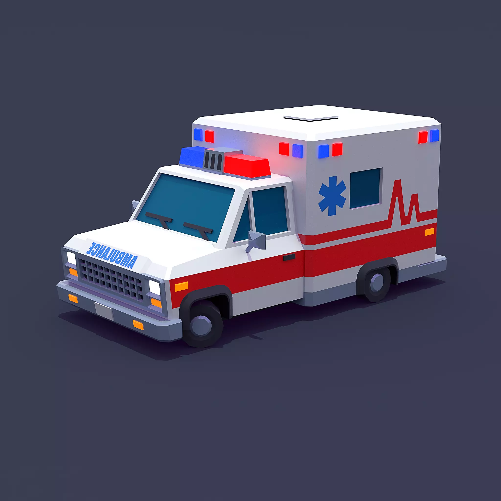 Ambulance Low-poly 3D model