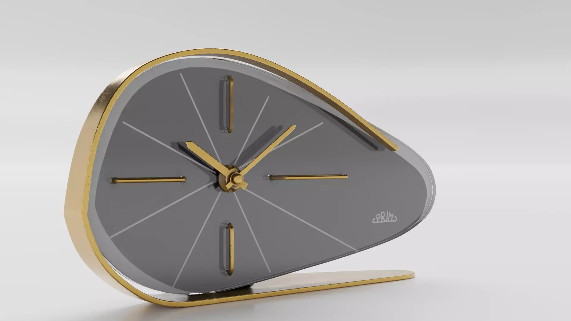 Vintage table clock Low-poly 3D model_0