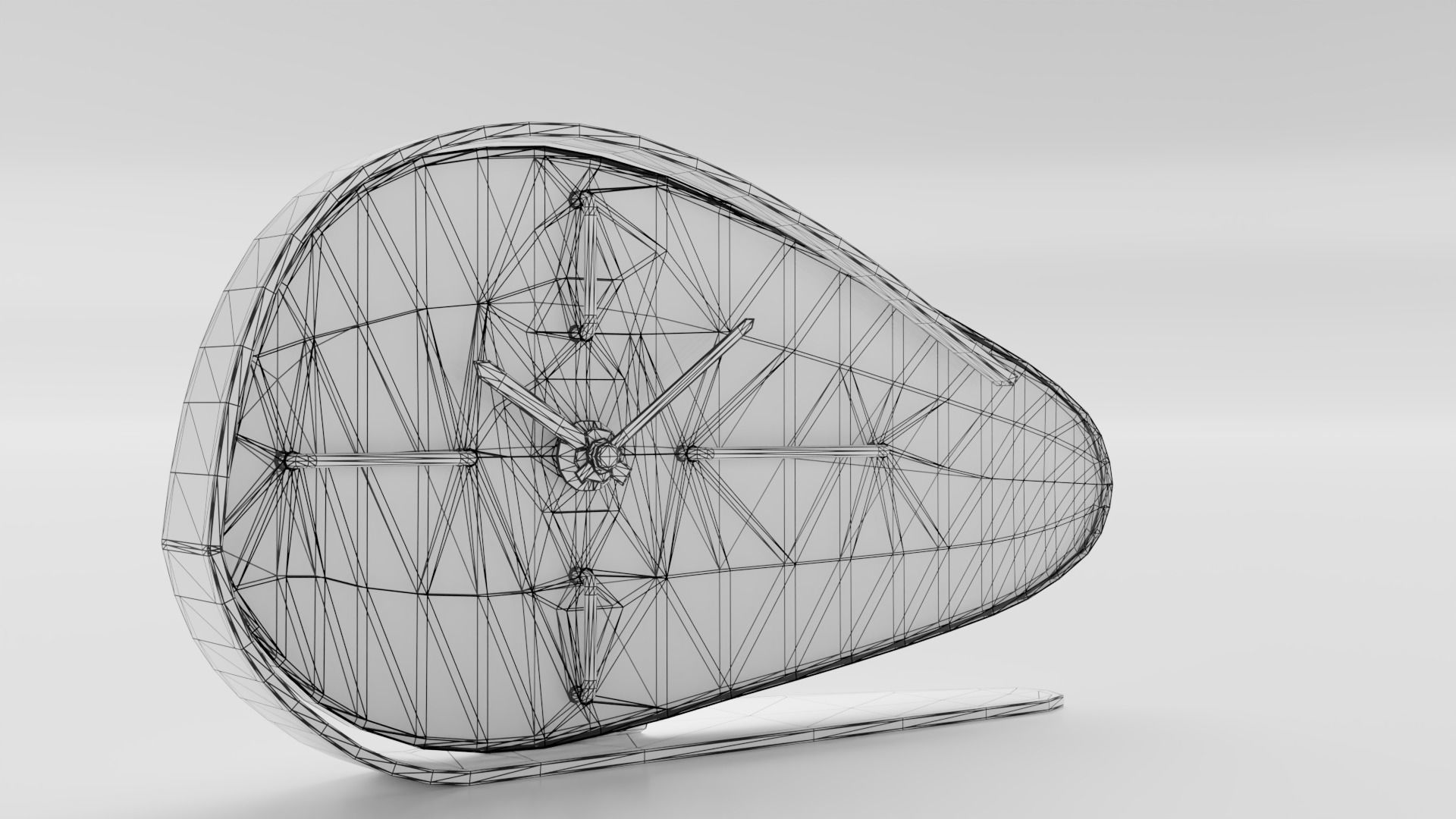 Vintage table clock Low-poly 3D model_2