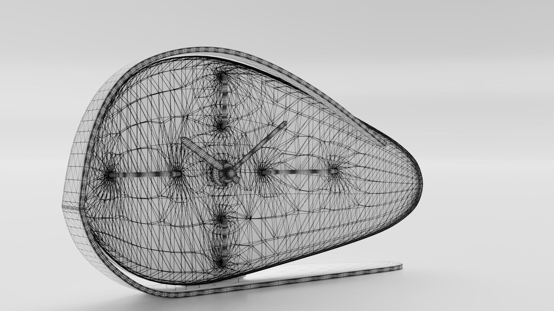 Vintage table clock Low-poly 3D model_1