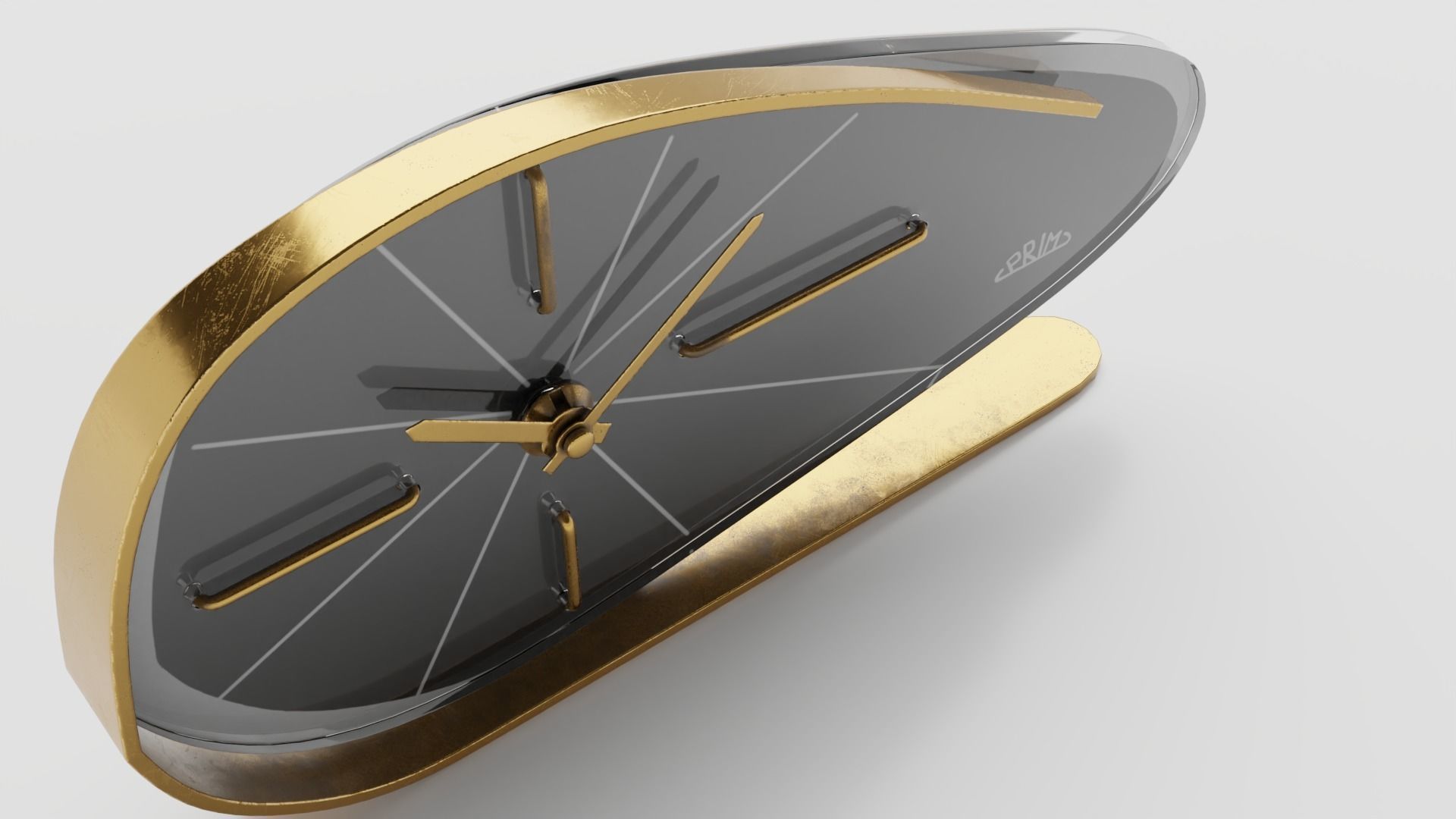 Vintage table clock Low-poly 3D model_9