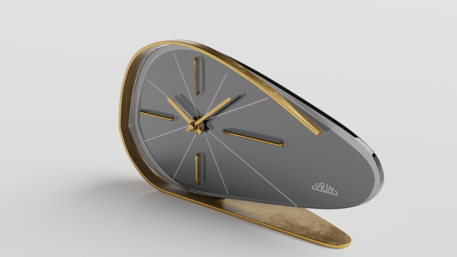 Vintage table clock Low-poly 3D model_3