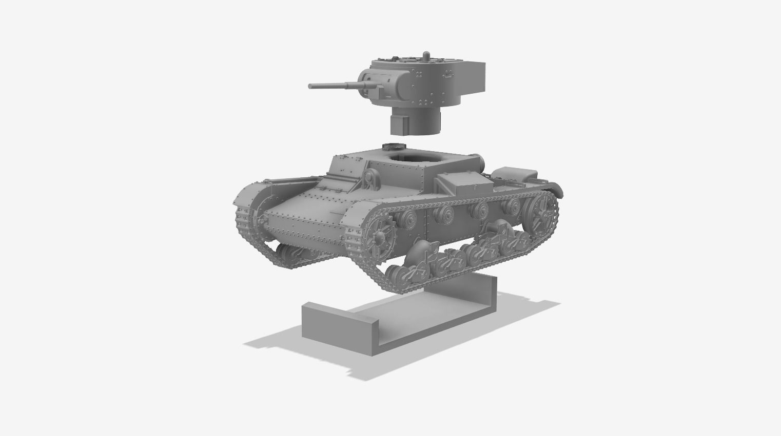T-26 Mod 1933 - Light tank - 1-100 scale 3D print model_7