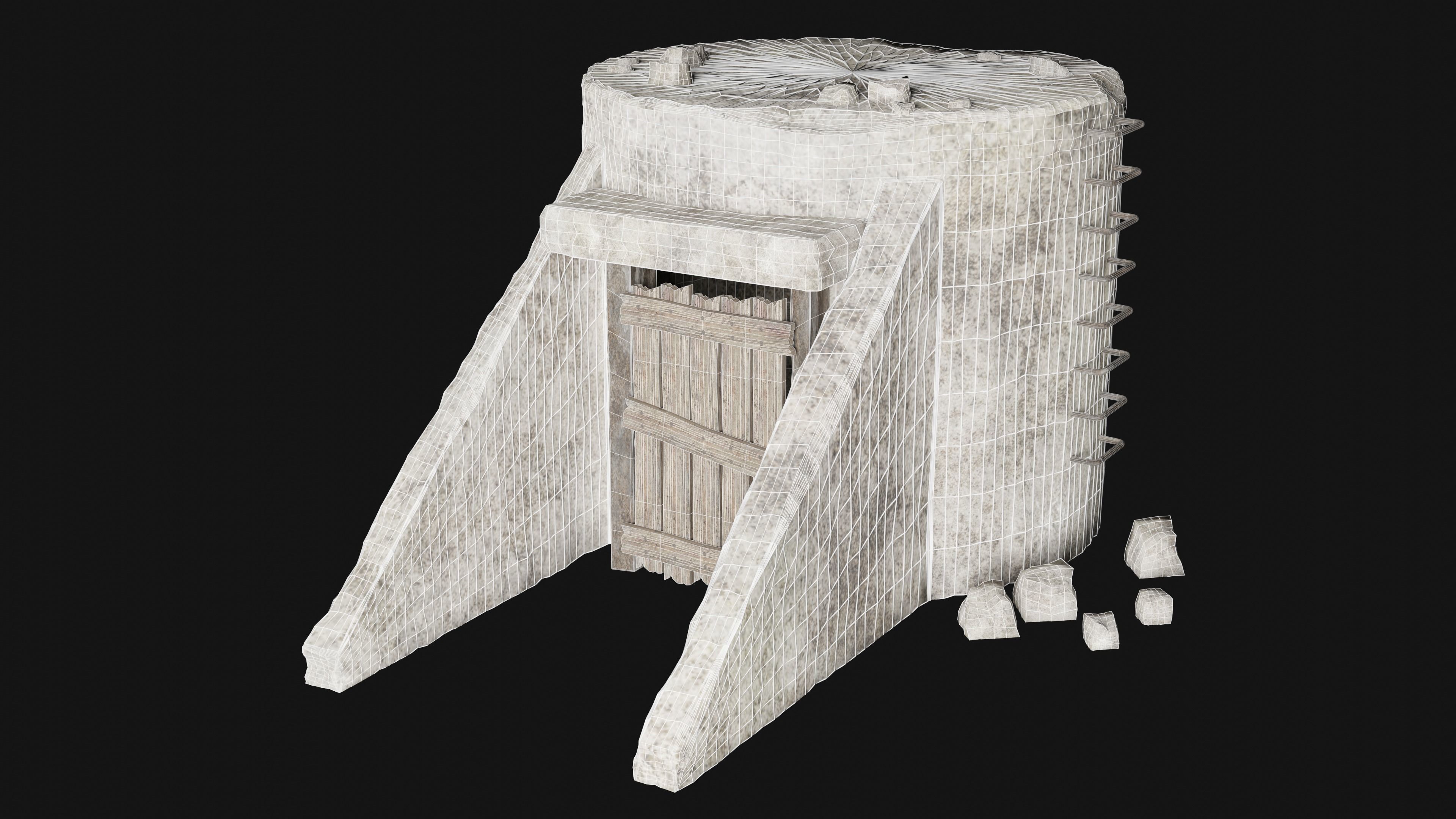 BUNKER SHELTER POSTAPO HIDE HOUSE SURVIVAL IMPROVISED COLLECTION Low-poly 3D model_4