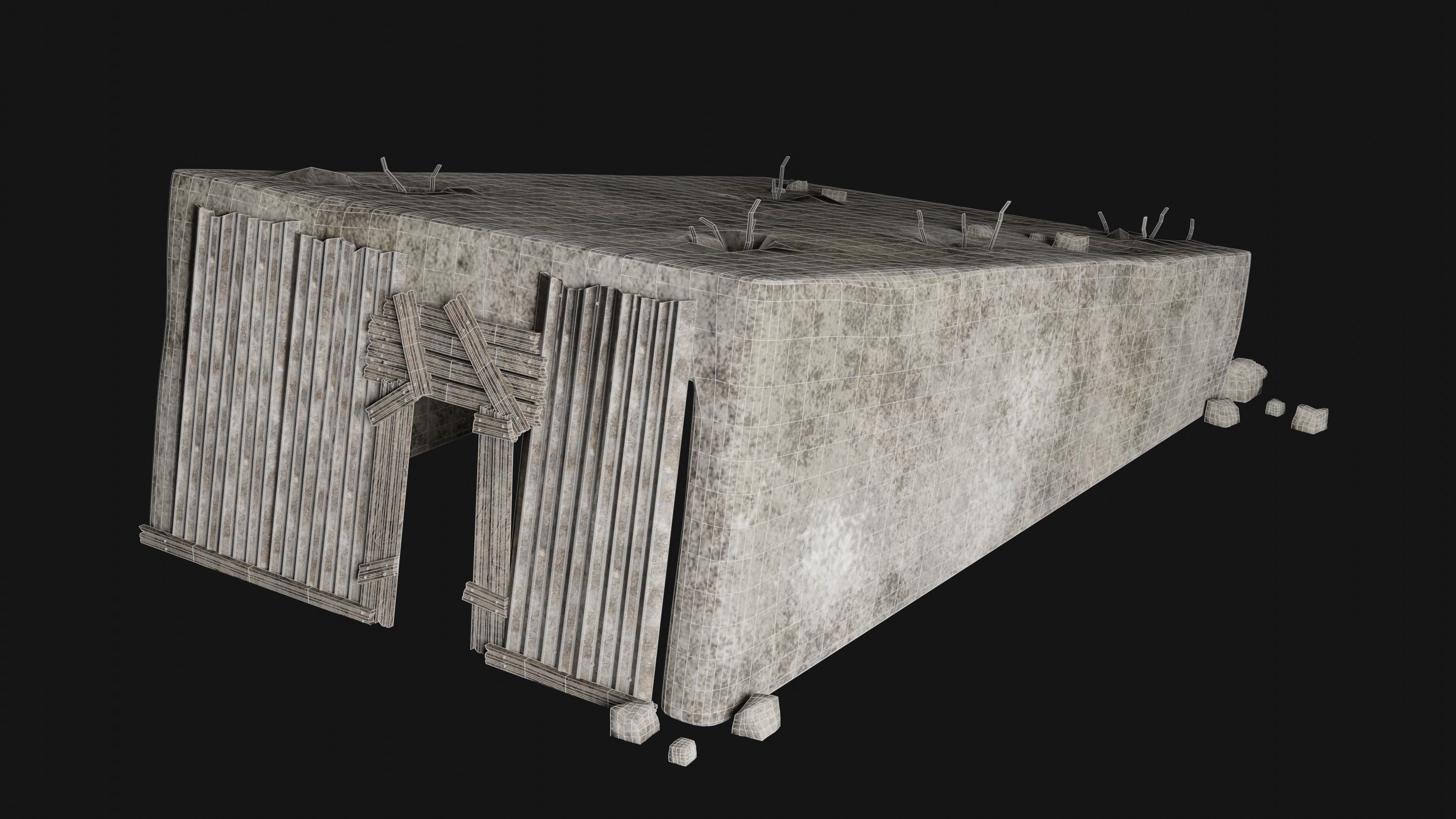BUNKER SHELTER POSTAPO HIDE HOUSE SURVIVAL IMPROVISED COLLECTION Low-poly 3D model_28