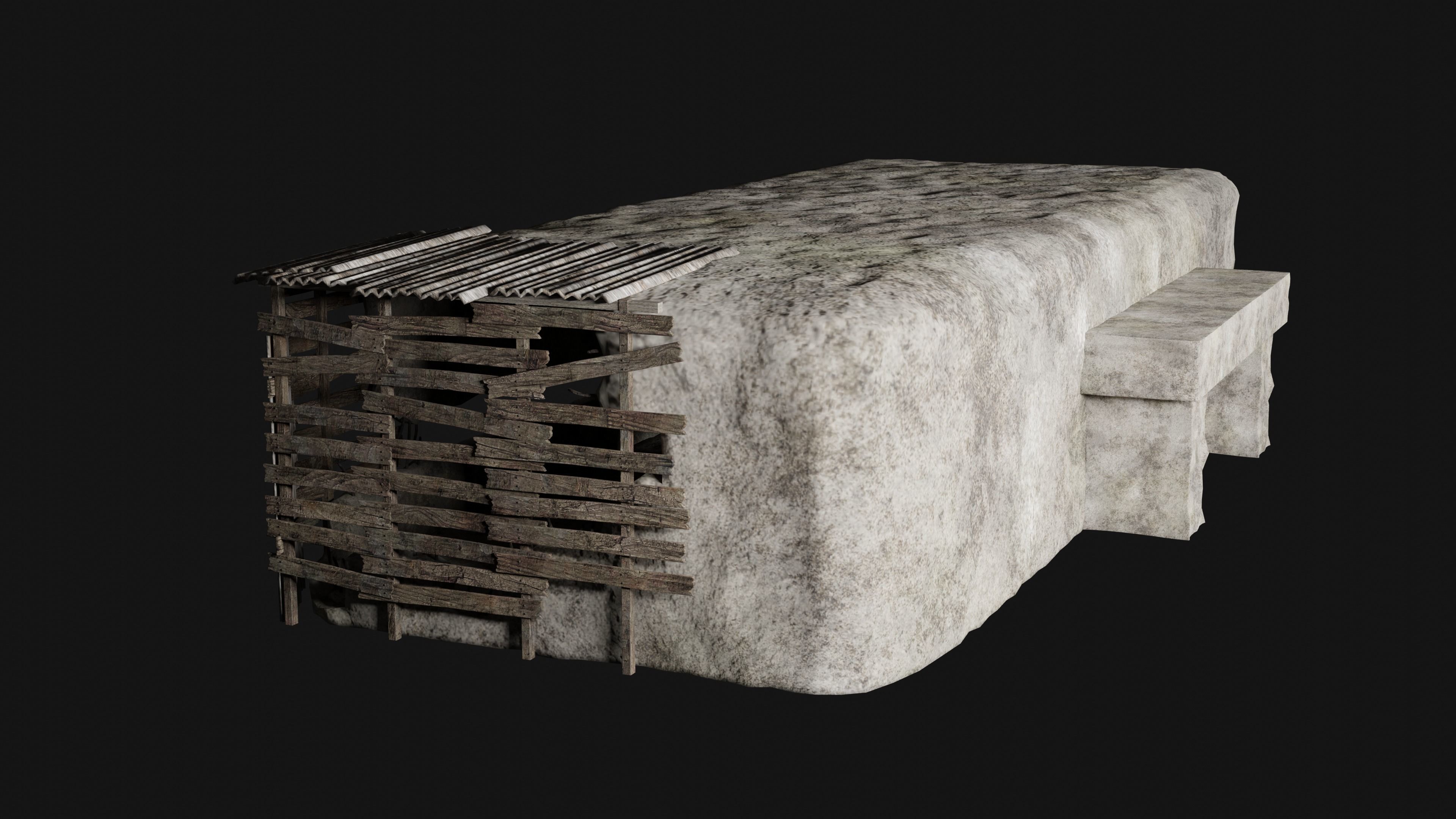 BUNKER SHELTER POSTAPO HIDE HOUSE SURVIVAL IMPROVISED COLLECTION Low-poly 3D model_15