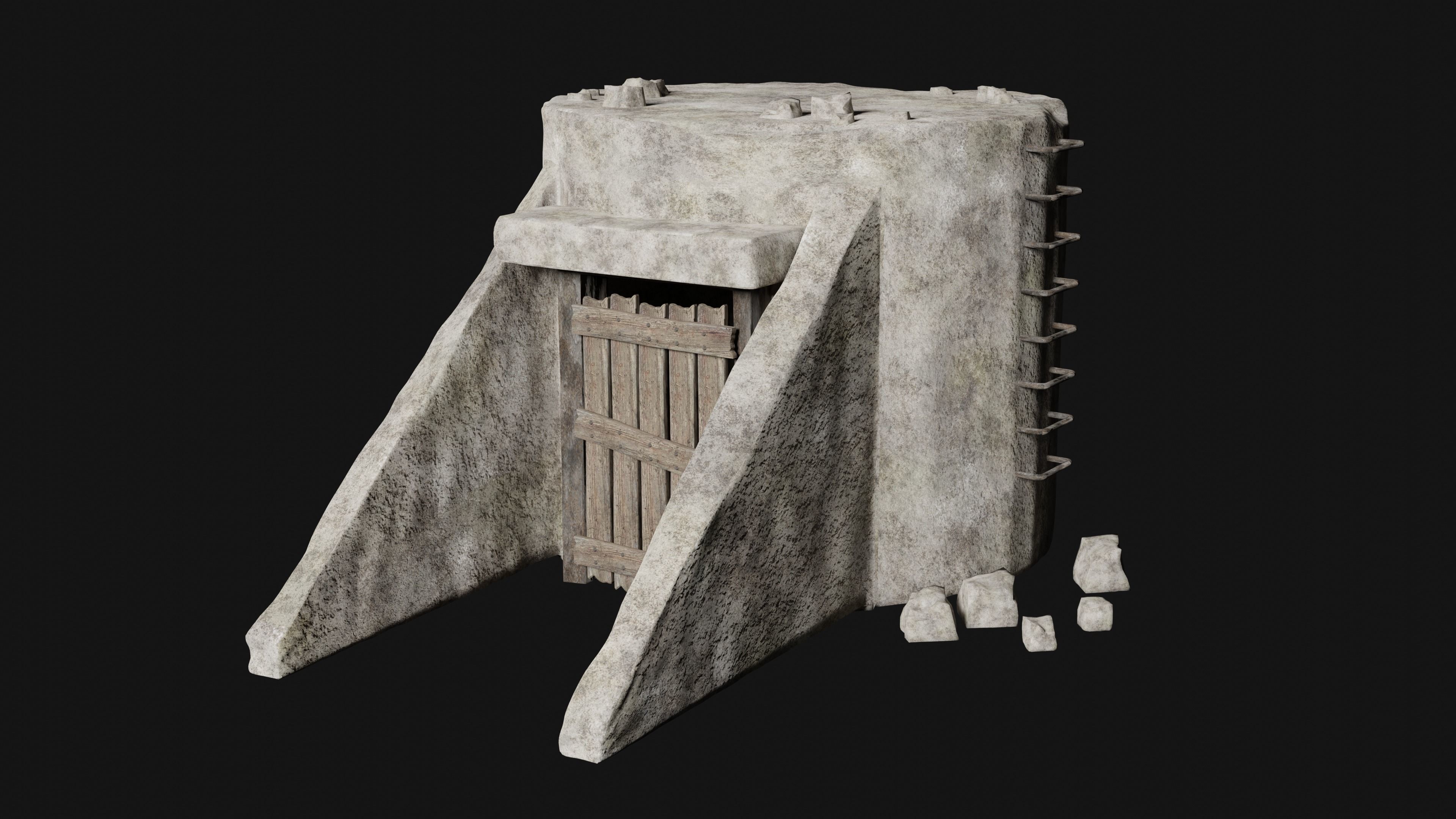 BUNKER SHELTER POSTAPO HIDE HOUSE SURVIVAL IMPROVISED COLLECTION Low-poly 3D model_1