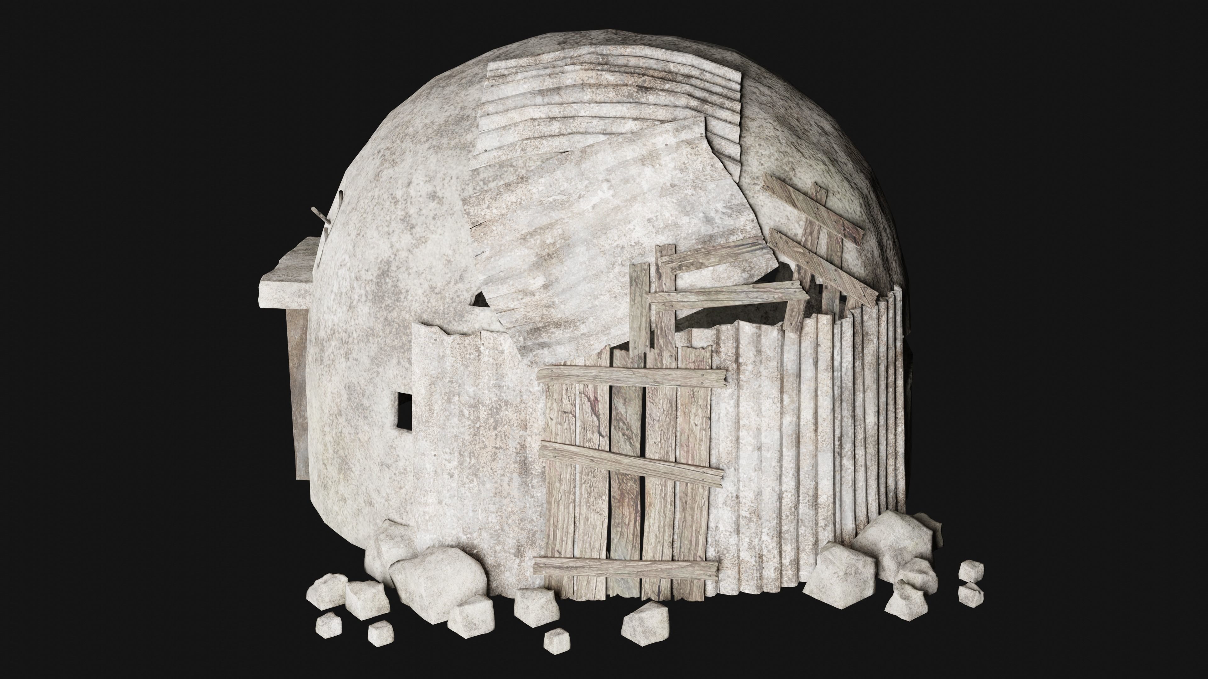 BUNKER SHELTER POSTAPO HIDE HOUSE SURVIVAL IMPROVISED COLLECTION Low-poly 3D model_35