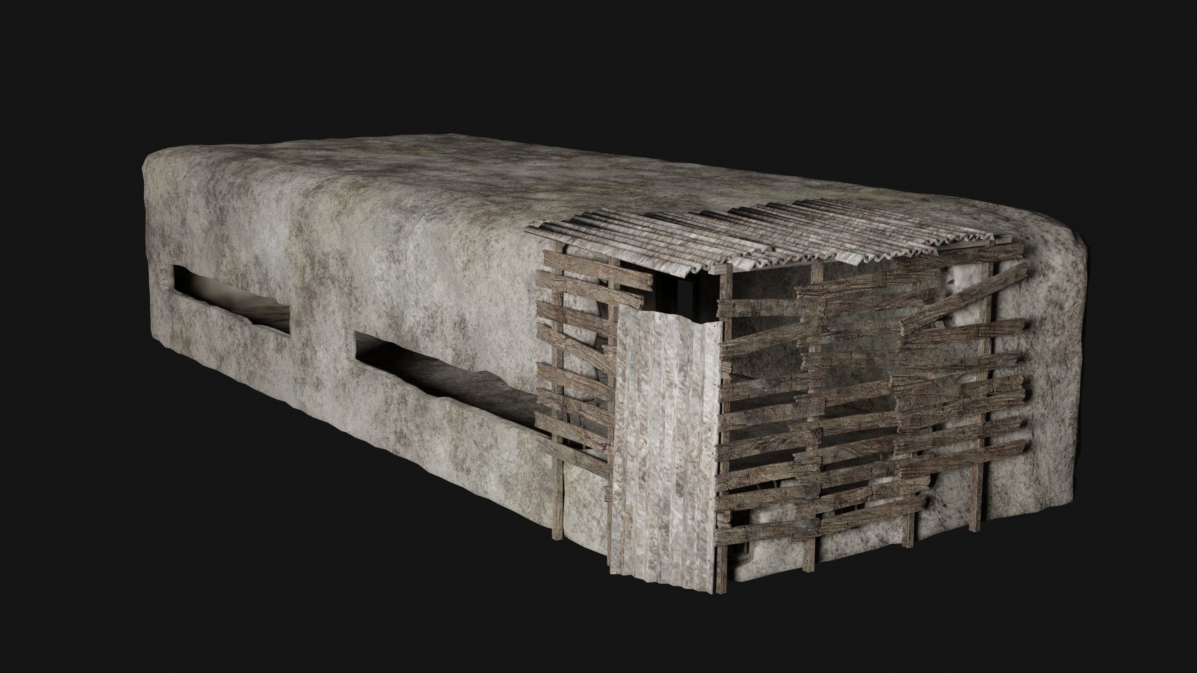 BUNKER SHELTER POSTAPO HIDE HOUSE SURVIVAL IMPROVISED COLLECTION Low-poly 3D model_14