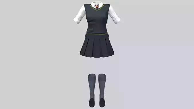 Female School Uniform Costume Full Outfit