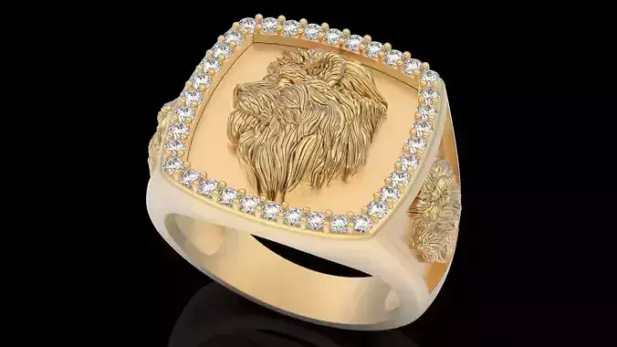 Lion Man ring gold printable jewelry 3D model