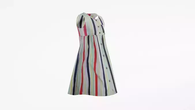 Striped Kids Dress Low-poly 3D model