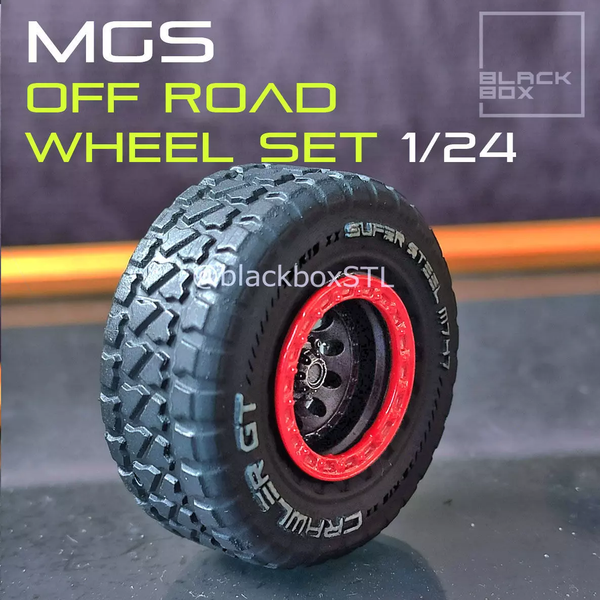 MGS Offroad Wheel set with beadlock 1-24th 3D print model