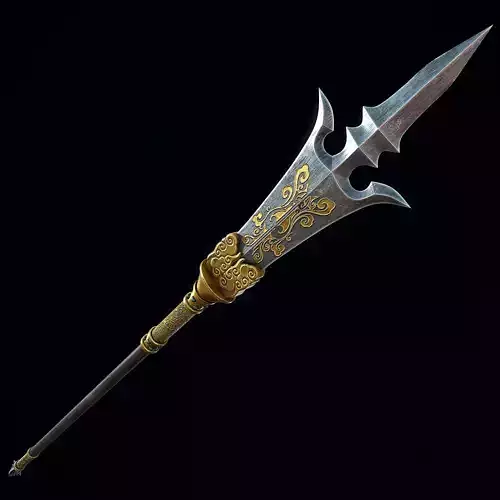 Chinese Trident Spear Low-poly 3D model
