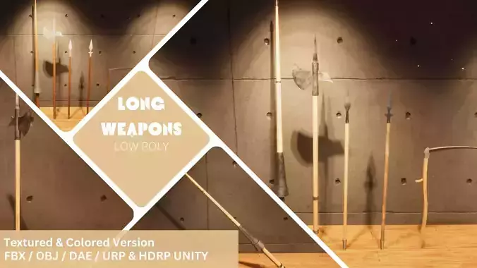 Long Weapons - Lowpoly Textured and Colorbased Low-poly 3D model