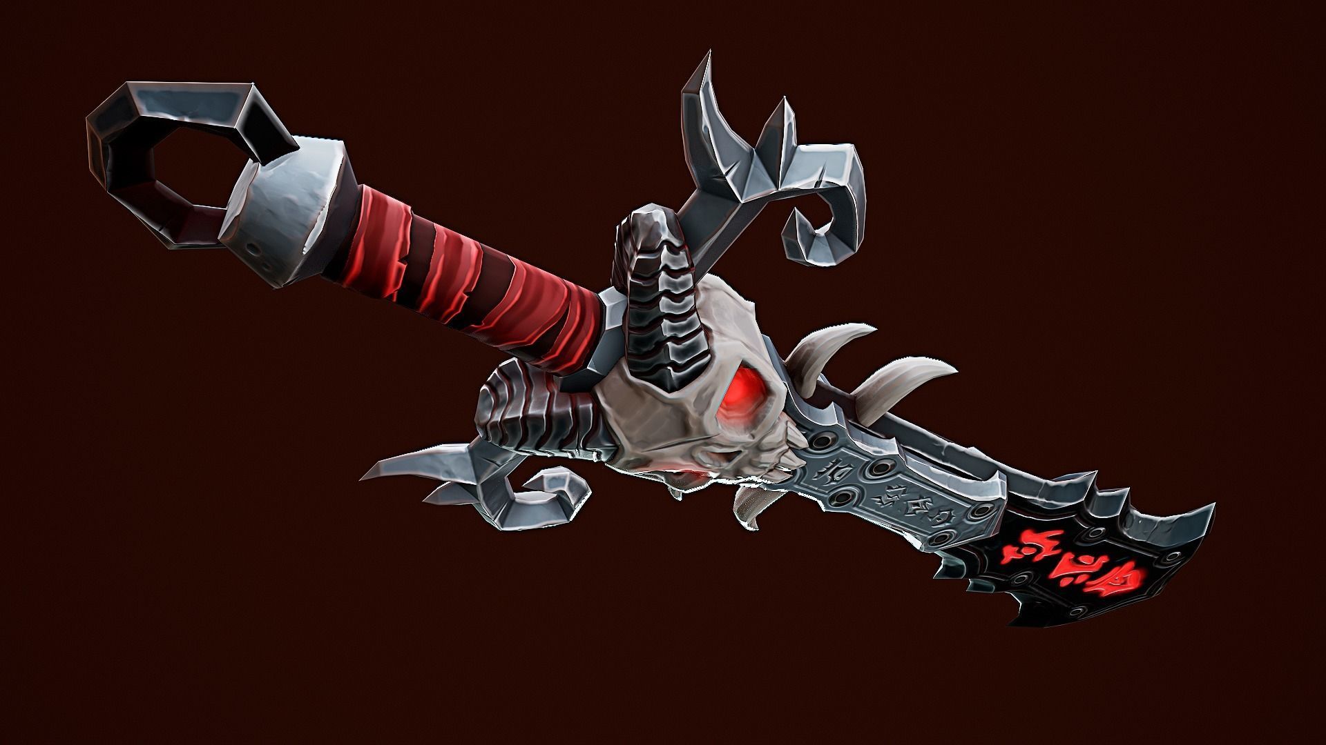 Stylize Skull Sword Low-poly 3D model_5