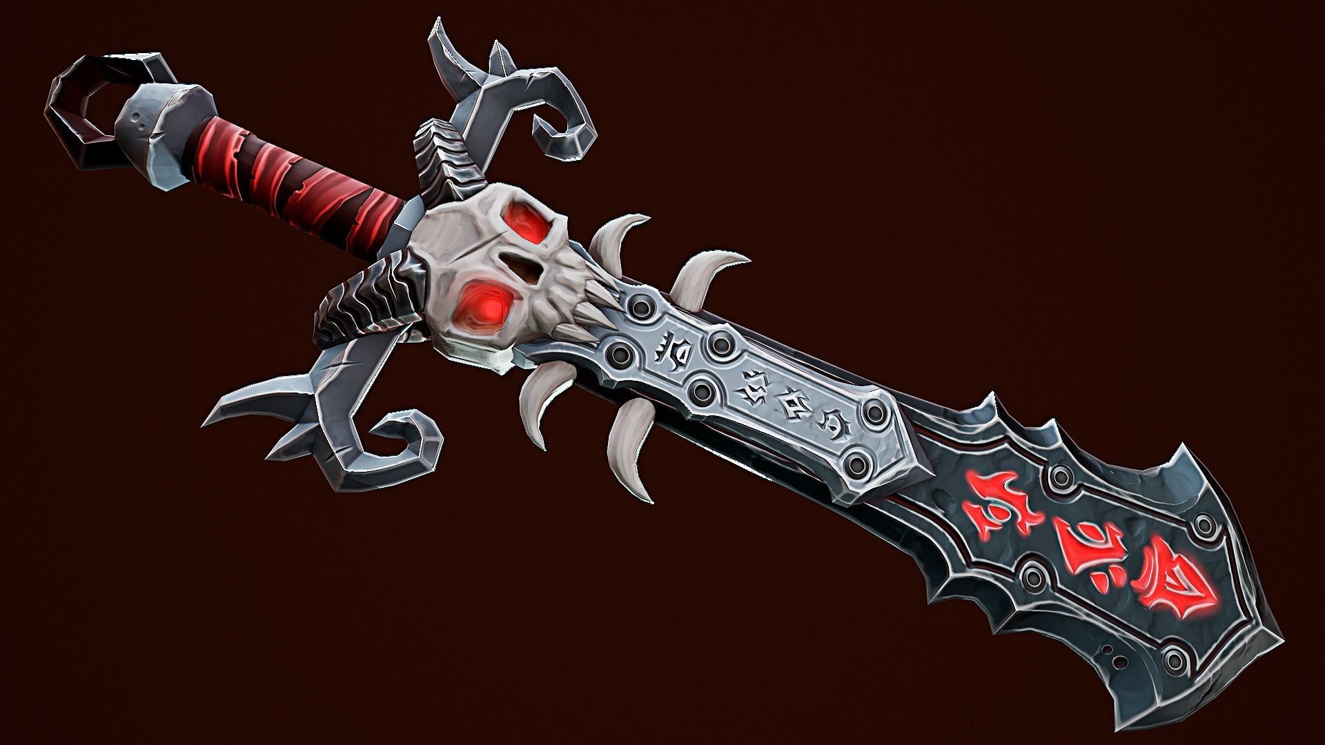 Stylize Skull Sword Low-poly 3D model_4