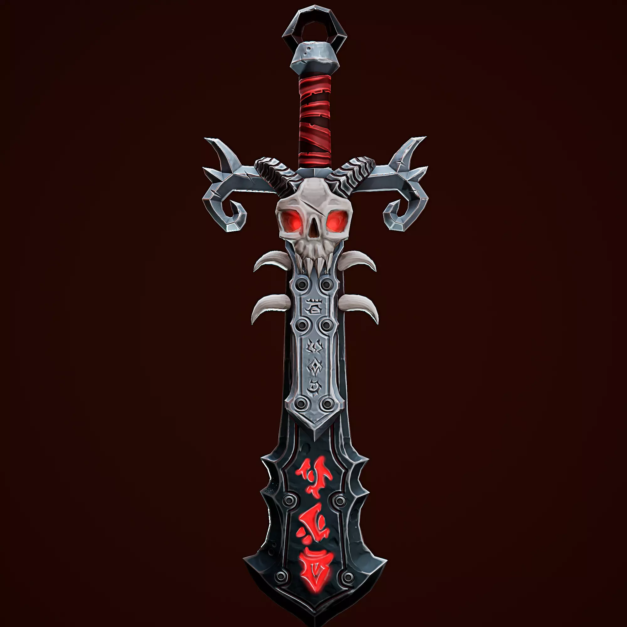 Stylize Skull Sword Low-poly 3D model_0