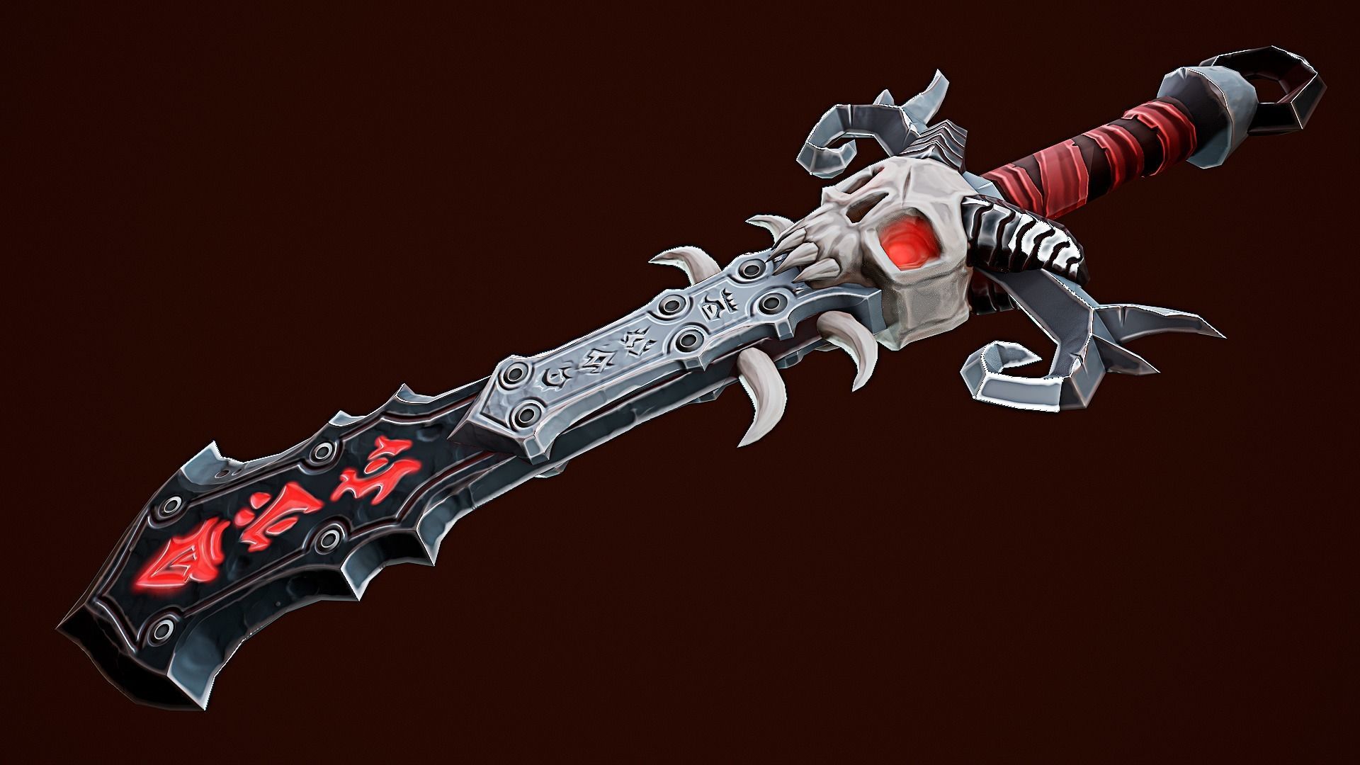 Stylize Skull Sword Low-poly 3D model_3