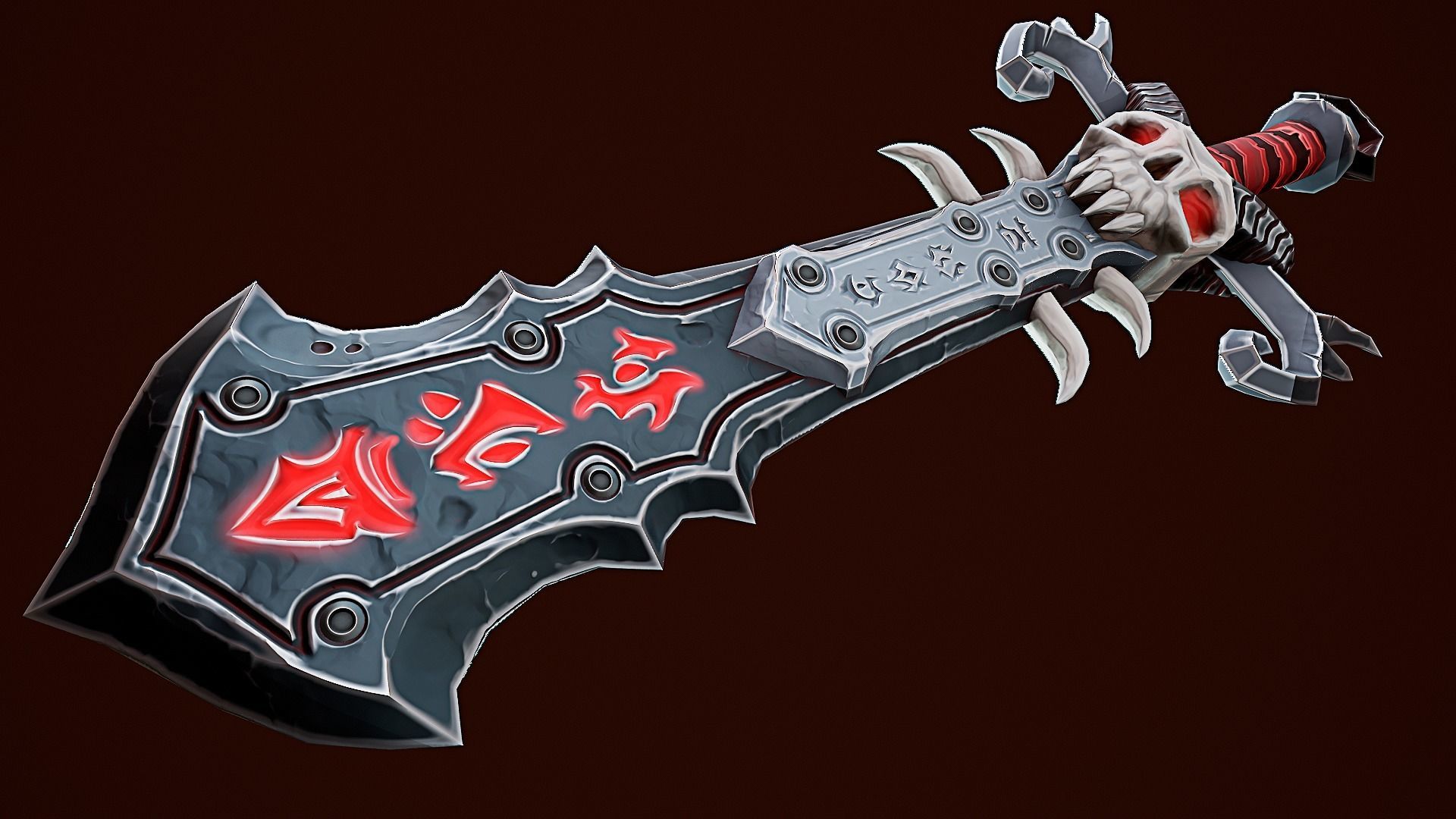 Stylize Skull Sword Low-poly 3D model_2