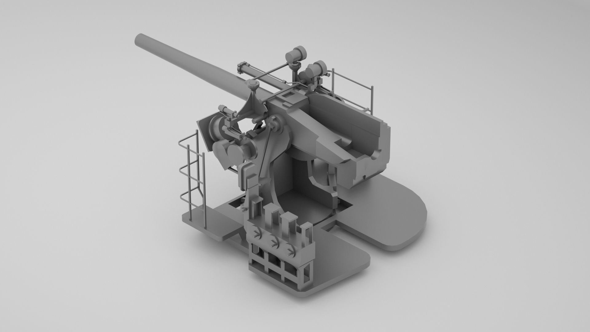 5 inch - 127mm 25 Mk19 Single Naval Gun 3D model_1