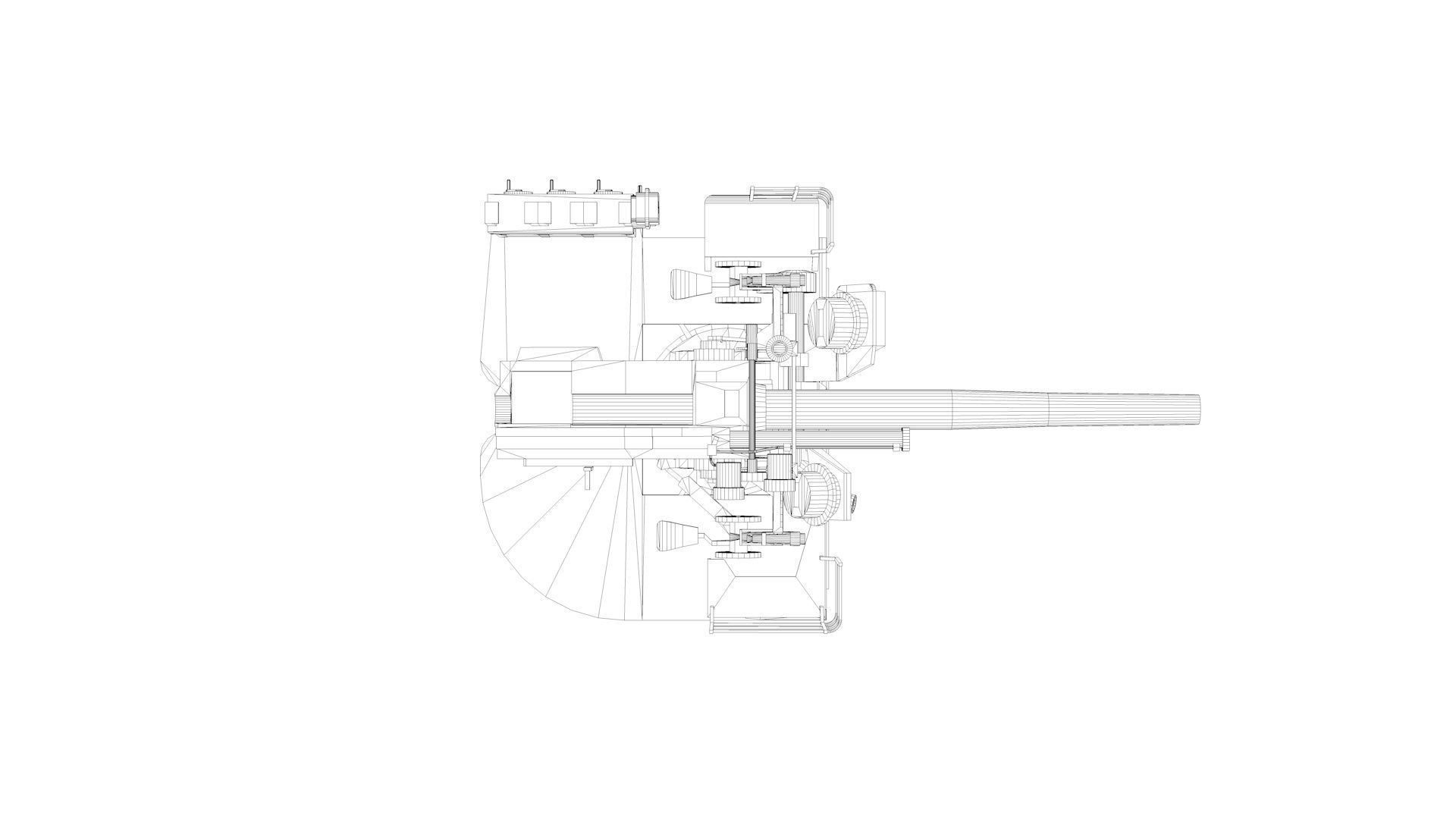 5 inch - 127mm 25 Mk19 Single Naval Gun 3D model_10